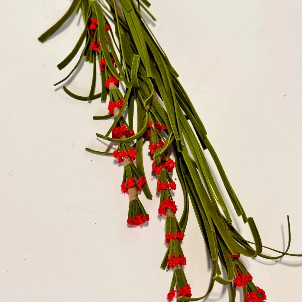 Elegant Red Berries & Green Artificial Floral Spray